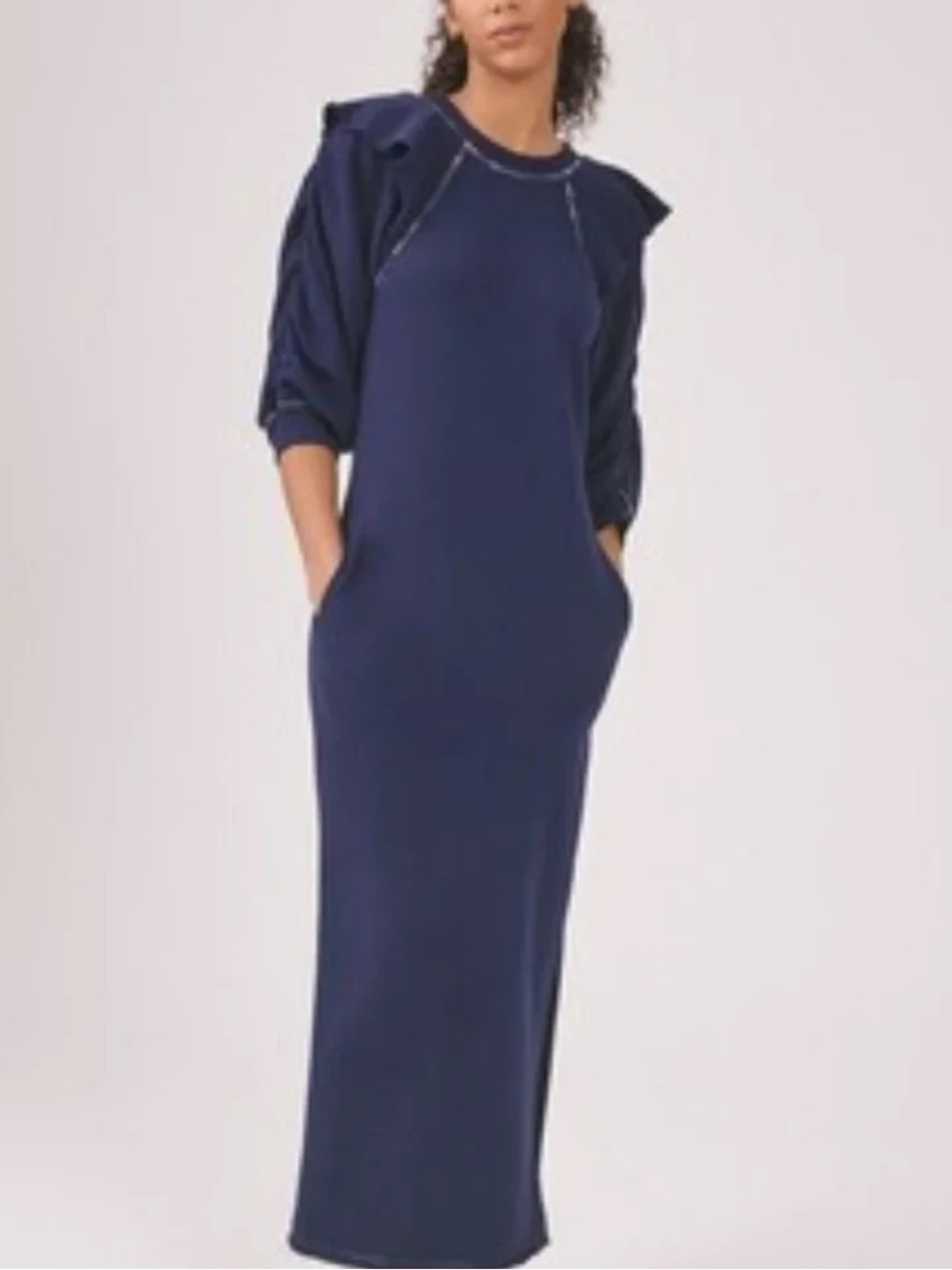 Something Navy Meghan Ruffle Sweatshirt Dress Navy Oversized